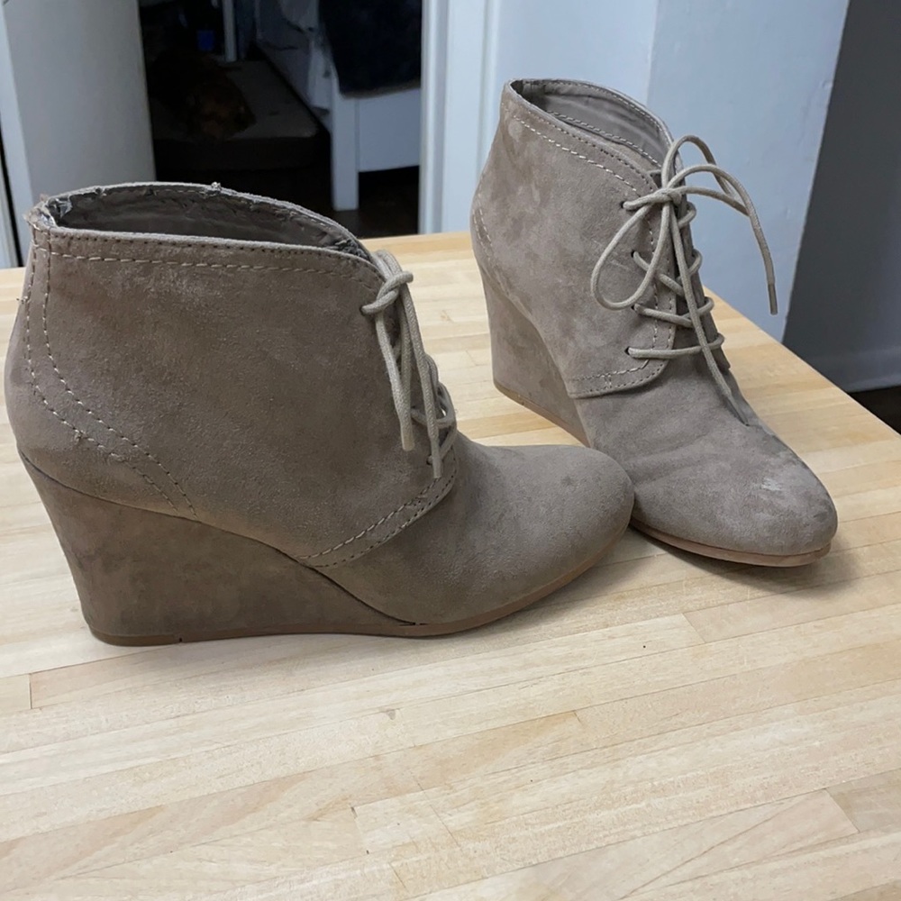 Tan suede booties